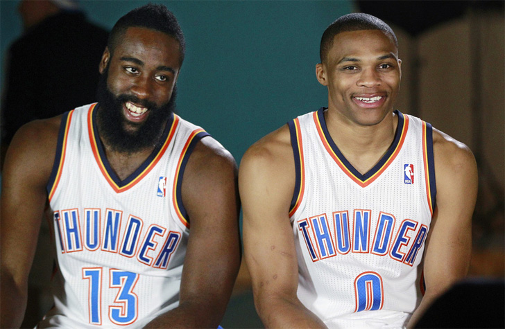 Harden and Westbrook previously played together at Oklahoma City Thunder