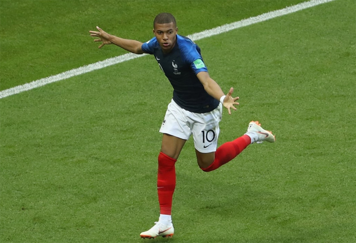 Kylian Mbappe in action for France.