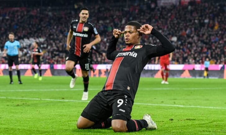 Leon Bailey in action for Leverkusen