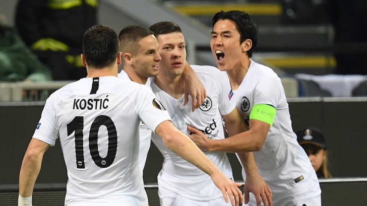 Makoto Hasebe in action for Frankfurt. Makoto Hasebe in action for Frankfurt.