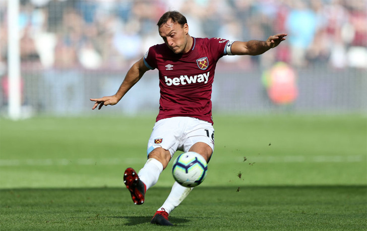 Mark Noble in action for West Ham. Mark Noble in action for West Ham.