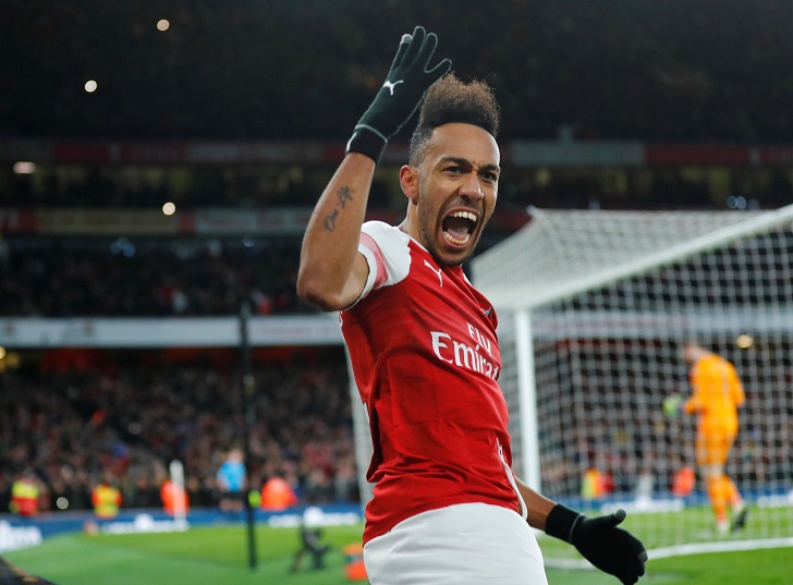 Pierre-Emerick Aubameyang in action for Arsenal.