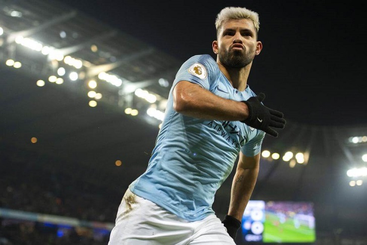 Sergio Aguero in action for Manchester City.